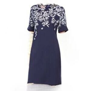 Karen Scott Summer Floral Boat-Neck Mini Dress Half Sleeve Blue Small NEW casual